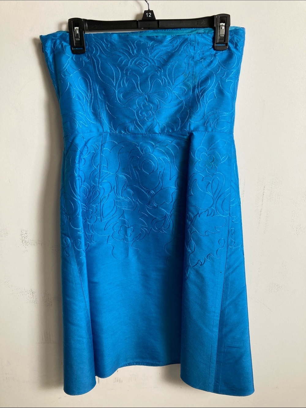 Ann Taylor Strapless Turquoise Floral Jacquard Dress - Picture 3 of 4